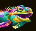 Colorful iguana chameleon reptil pop art portrait isolated decoration ready to print poster design Royalty Free Stock Photo