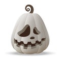 Halloween Jack O Lantern white pumpkin with funny face expression - isolated on transparent background