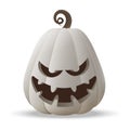 Halloween Jack O Lantern white pumpkin with funny face expression - isolated on transparent background