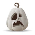 Halloween Jack O Lantern white pumpkin with funny face expression - isolated on transparent background