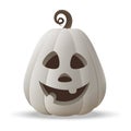 Halloween Jack O Lantern white pumpkin with funny face expression - isolated on transparent background