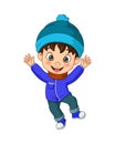 Cartoon little boy wearing winter clothes Royalty Free Stock Photo