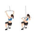 Woman doing seated lat pulldowns flat vector Royalty Free Stock Photo