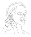 Basic RGBSilhouette of a lady. A woman wears an earring in a modern style with one solid line and leaves. Sketches for decor, post