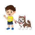 Cartoon little boy with his dog Royalty Free Stock Photo