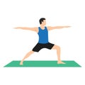 Yoga Man in Virabhadrasana 2 or Warrior II pose. Royalty Free Stock Photo