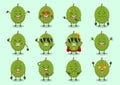 cute cartoon fresh durian character set