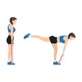 Woman doing Single leg resistance band deadlift Resistance band exercise.