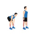 Man doing Resistance band Deadlift exercise. Flat vector