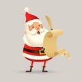 Cute Santa Claus with checking list - vector illustration isolated