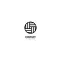 Logos, icons, symbols with linear monogram form have creative meanings and solid cooperation. Royalty Free Stock Photo