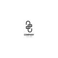 The cooperation hook monogram logo Royalty Free Stock Photo