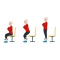 Old woman sit to stand exercise. Once standing, raise your head Royalty Free Stock Photo