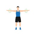 Man doing Standing arm circles exercise. Flat vector