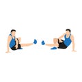 Man doing Functional kick sits exercise. Flat vector