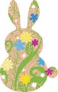 Boho style easter bunhy silhouette with flowers