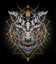 Wolf head illustration with a mecha theme Royalty Free Stock Photo