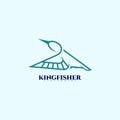 Kingfisher bird logo line vector design Royalty Free Stock Photo