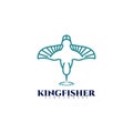 Kingfisher bird logo line vector design Royalty Free Stock Photo