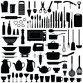 Kitchen tool collection - vector silhouette Royalty Free Stock Photo