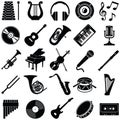 Music icon collection - vector silhouette illustration Royalty Free Stock Photo