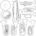 Music instrument collection - vector line illustration Royalty Free Stock Photo