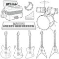 Music instrument collection - vector line illustration