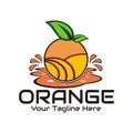 Illustration vector graphic of peeled orange fruit logo flowing water