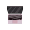 Pink laptop with dark screen on a white isolated background. Single technology object. Royalty Free Stock Photo