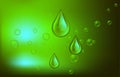Water drops with a beautiful green background, Basic RGB
