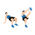 Man doing Crab toe touches exercise. Flat vector