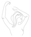 Silhouettes of a girl in a modern one line style. Continuous lady line drawing, aesthetic outline for home decor, posters, wall ar Royalty Free Stock Photo