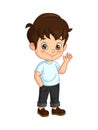 Cartoon happy little boy waving hand Royalty Free Stock Photo