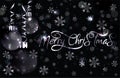 Merry Christmas and New year vip card with black xmas balls, vector