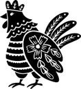 Black Folk Scandinavian Chicken Vector Illustration