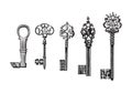 Old key collection / vintage vector illustration