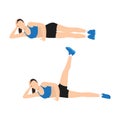 Woman doing Lying side hip abduction exercise.