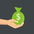 Illustration vector graphic of hand holding a dollar bill Royalty Free Stock Photo