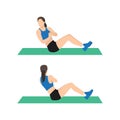 Woman doing Russian twists exercise. Flat vector