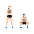 Woman doing Kettlebell goblet squat Front view exercise. Royalty Free Stock Photo