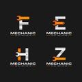 initial letter wrench bundle logo vector