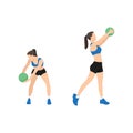 Woman doing Medicine ball wood chops exercise.