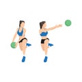 Woman doing Medicine ball rotational passes