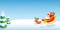 Santa Claus sleight banner - winter landscape Royalty Free Stock Photo