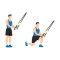 Man doing TRX Reverse lunges exercise. Flat vector Royalty Free Stock Photo