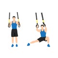 Man doing TRX Suspension straps side step. Lateral lunges Royalty Free Stock Photo