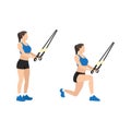 Woman doing TRX Reverse lunges exercise.