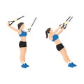 Woman doing TRX Suspension strap T Flyes exercise.