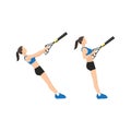 Woman doing TRX Suspension strap rows exercise.