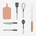 Kitchen tools set vector in flat design style. Royalty Free Stock Photo